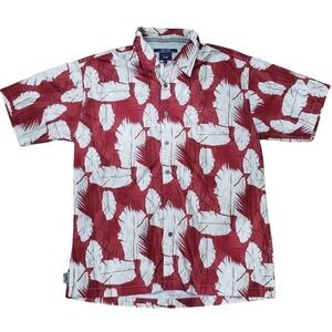 Tommy Jean's Short Sleeve Shirt Floral Hawaiian Red And Cream Mens Large Vintage